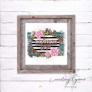Floral Leopard Boutique Logo  (PNG Instant Download)
