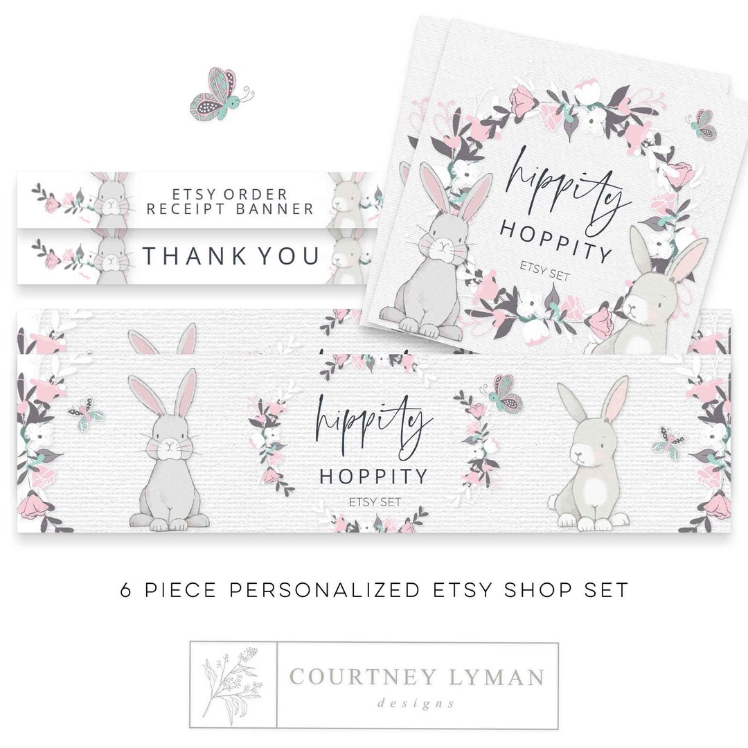 Easter Etsy Shop Banner Set, Etsy Easter Banners, Personalized Etsy