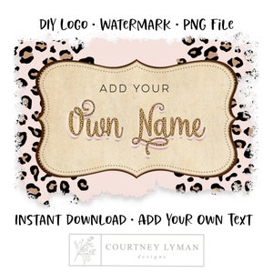 Blush Leopard Logo: Blank Rustic Boutique Design (PNG + JPEG Digital Download)