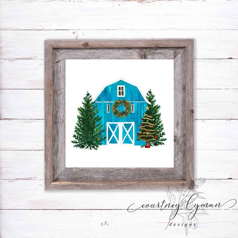 Christmas Barn Clip-art Christmas Graphic Barn Holiday - Etsy