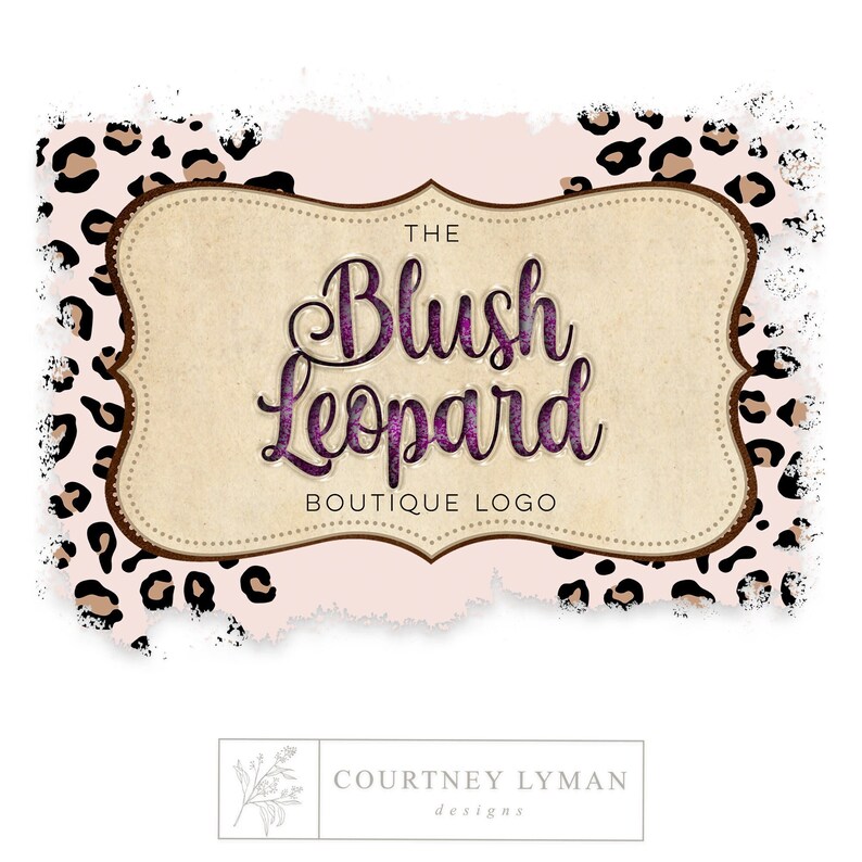 Blush Leopard Logo: Blank Rustic Boutique Design (PNG + JPEG Digital Download)