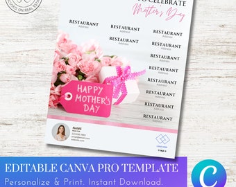 Best restaurant for Mothers Day Flyer for Real Estate Canva PRO Template 8.5x11 instant download
