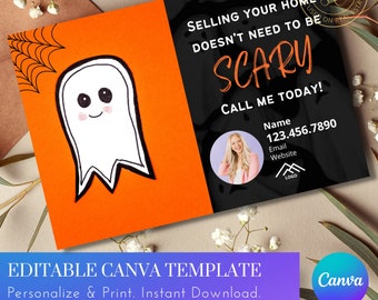 Halloween Postcard 8.5x5.5 Real estate Mailing postcard Canva template 2 sided
