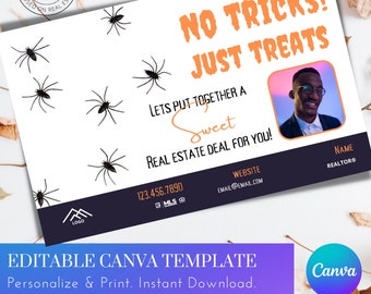 Halloween Mailing Postcard 8.5x5.5in 2 sided Instant download Canva template