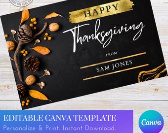 Happy Thanksgiving Mailing Postcard 8.5x5.5in Editable Canva template instant download