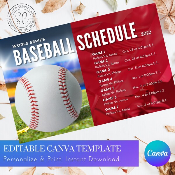 Baseball Schedule Etsy