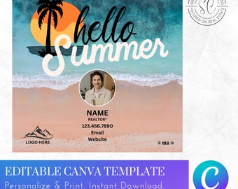 Summer social media post Canva template