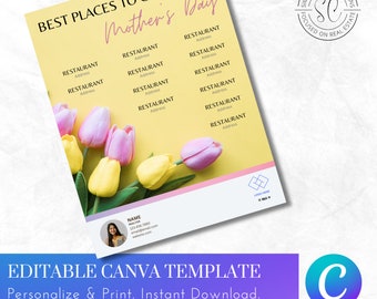 Mothers day flyer Template Canva Editable instant download