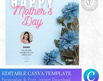 Mothers Day social media post Editable Canva instant download template