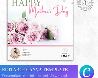Happy Mothers day social media post template instant download Canva editable