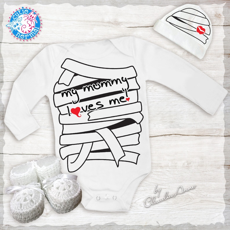 Unique Baby Mummy Costume Outfit Mummy Loves Me Hat Onesie Funny Cute unisex baby clothes Newborn halloween costumes for babies