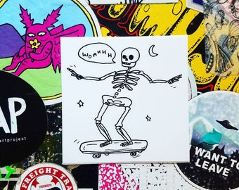 Skeleton Skater Sticker