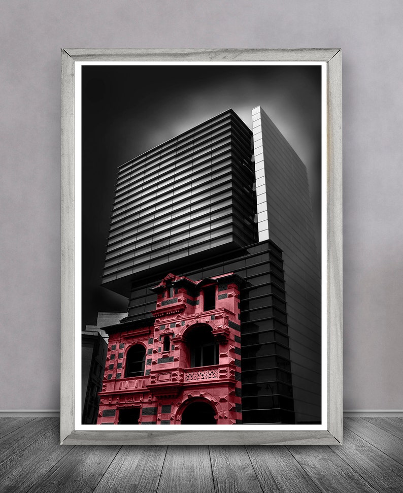 Minimal Rot, Fotografie, Print Download, schwarz weiß rot, Fine Art, Bürogebäude, Fotokunst, moderne Kunst, Home Office Decor Bild 4