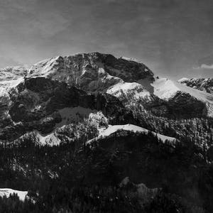 Trittico, Grande fotografia panoramica di paesaggi, Scarica stampa, Bianco e nero, Alpi tedesche, Foto di montagne, Foto invernale, Cielo Aquarell immagine 5