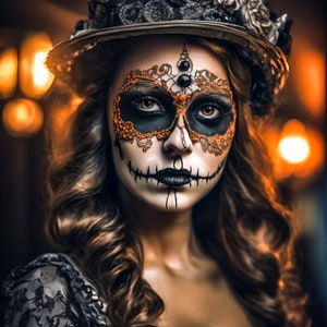 Dag van de Doden-schedelkunst: levendig Calavera-schilderij voor Mexicaans feestdecor