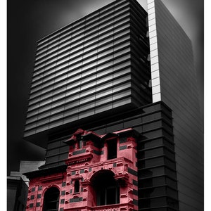 Minimal Rot, Fotografie, Print Download, schwarz weiß rot, Fine Art, Bürogebäude, Fotokunst, moderne Kunst, Home Office Decor Bild 1