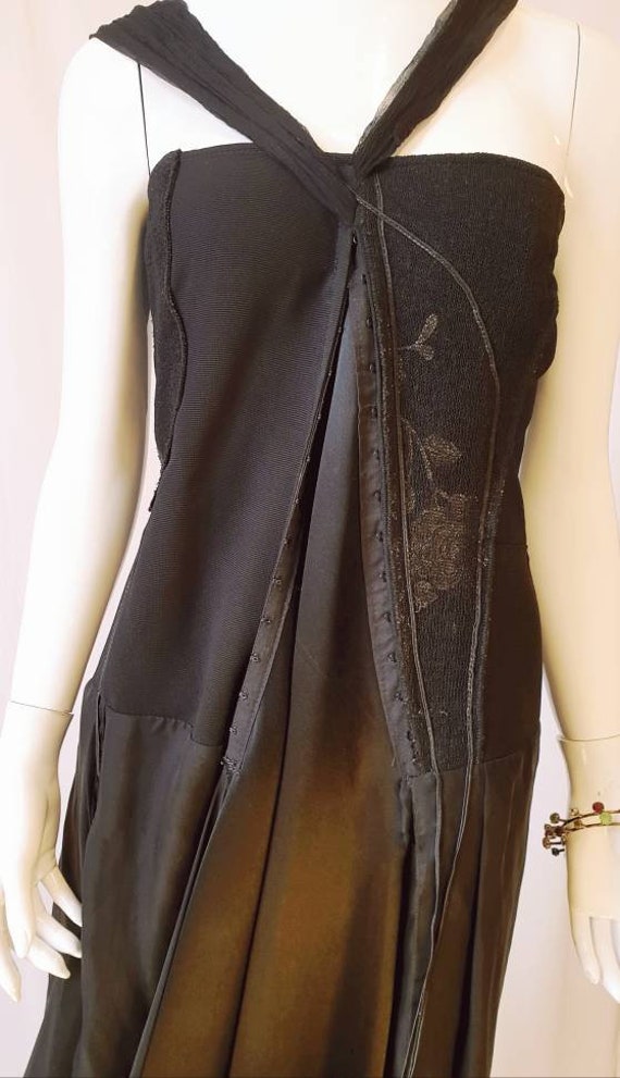 Vtg 90s Nicola Finetti Sculptural Black Silk Chif… - image 9