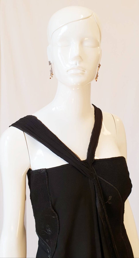 Vtg 90s Nicola Finetti Sculptural Black Silk Chif… - image 4