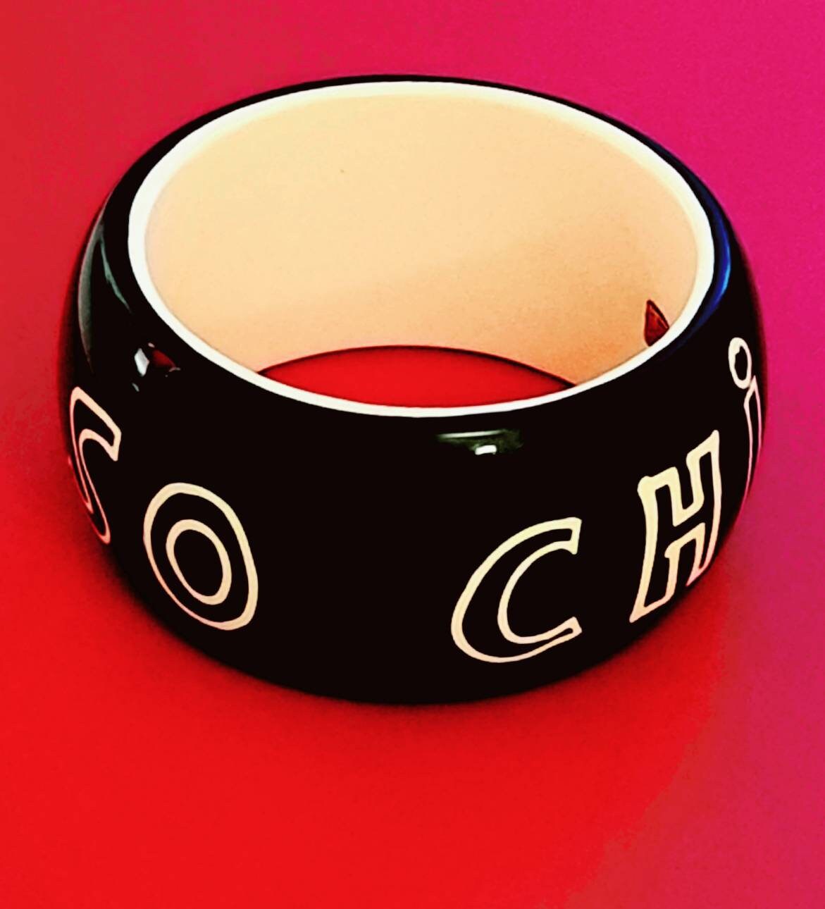 Vintage Rafia Bossa Paris Bangle, Chunky Lucite Resin,