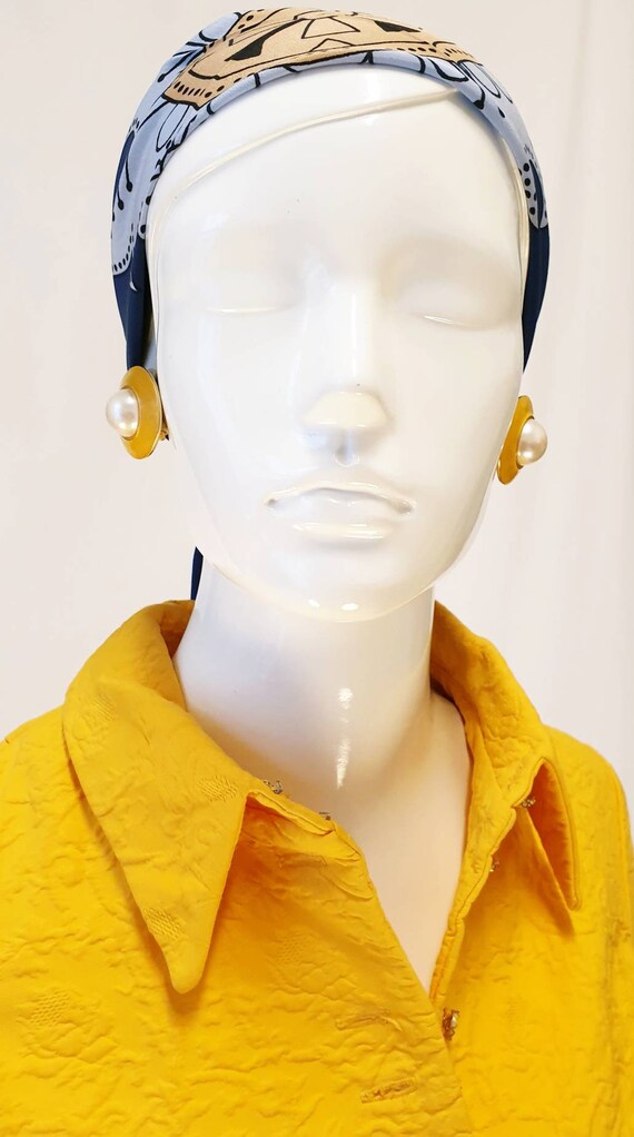 Vtg 60s Norma Tullo Sapphire and Sky Blue w Fawn … - image 5