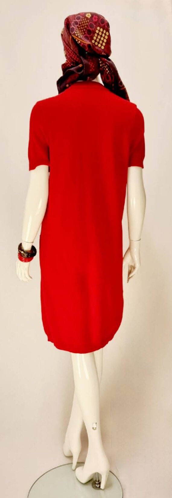 Vtg 70s Salvatore Ferragamo Cherry Red Cotton Kni… - image 3