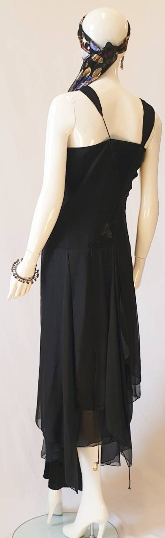 Vtg 90s Nicola Finetti Sculptural Black Silk Chif… - image 7