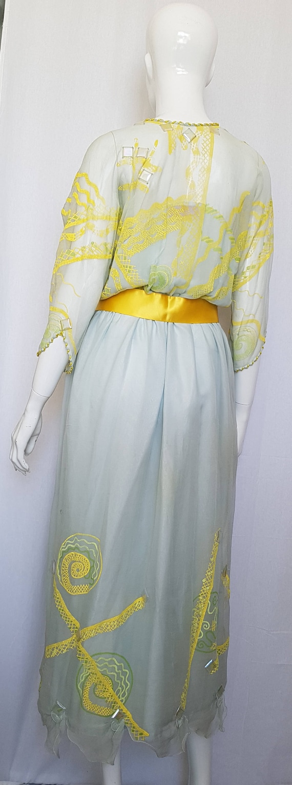 Vtg 70's ZANDRA RHODES LONDON Angelic Sea Foam Bl… - image 3