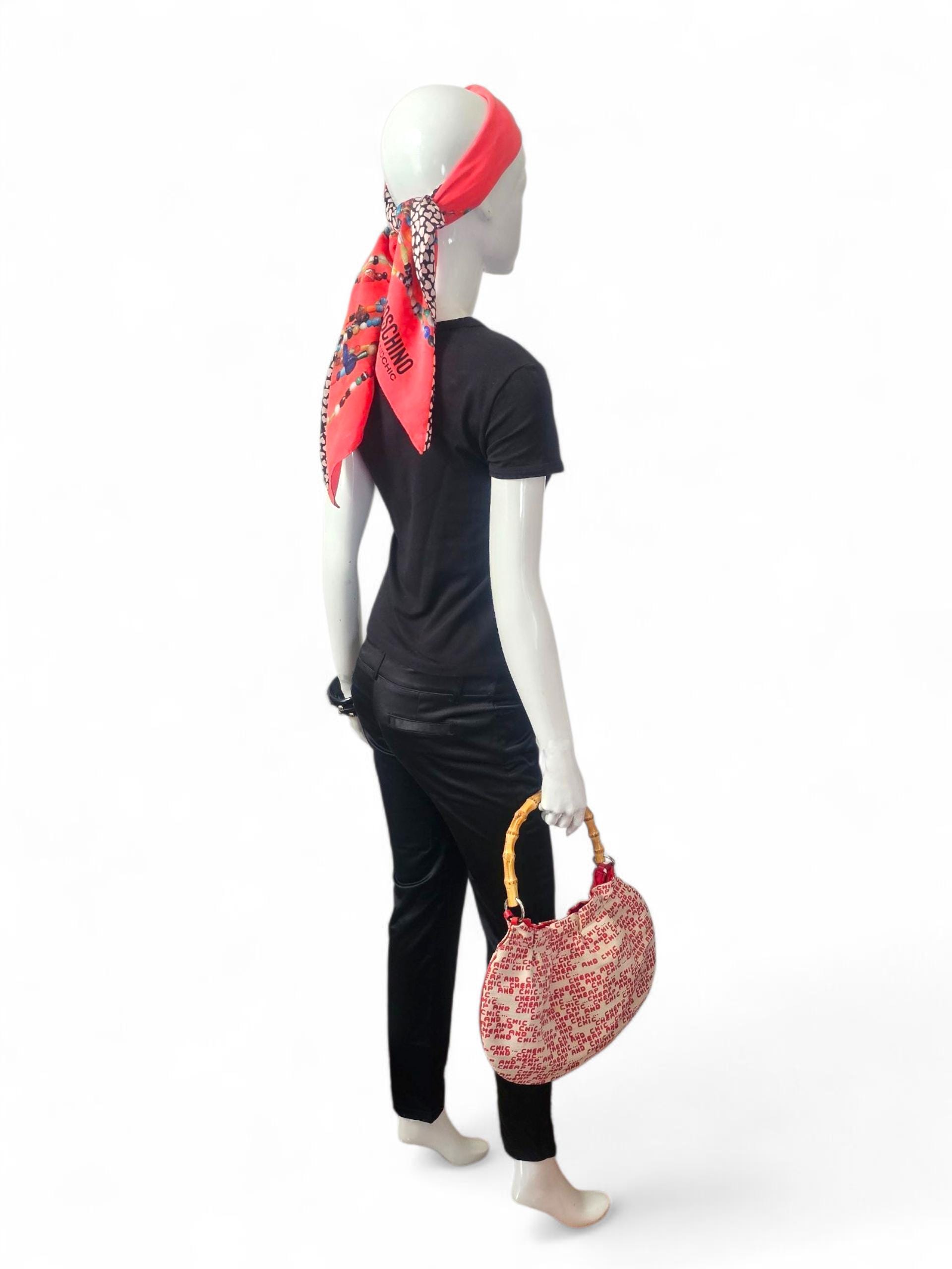 Y2K Moschino Heart Print Canvas Shoulder Bag With Bamboo Handle - Etsy