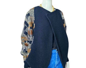 Vintage 70s Pierre Cardin Cárdigan de punto, mangas Dolman, cuello chal