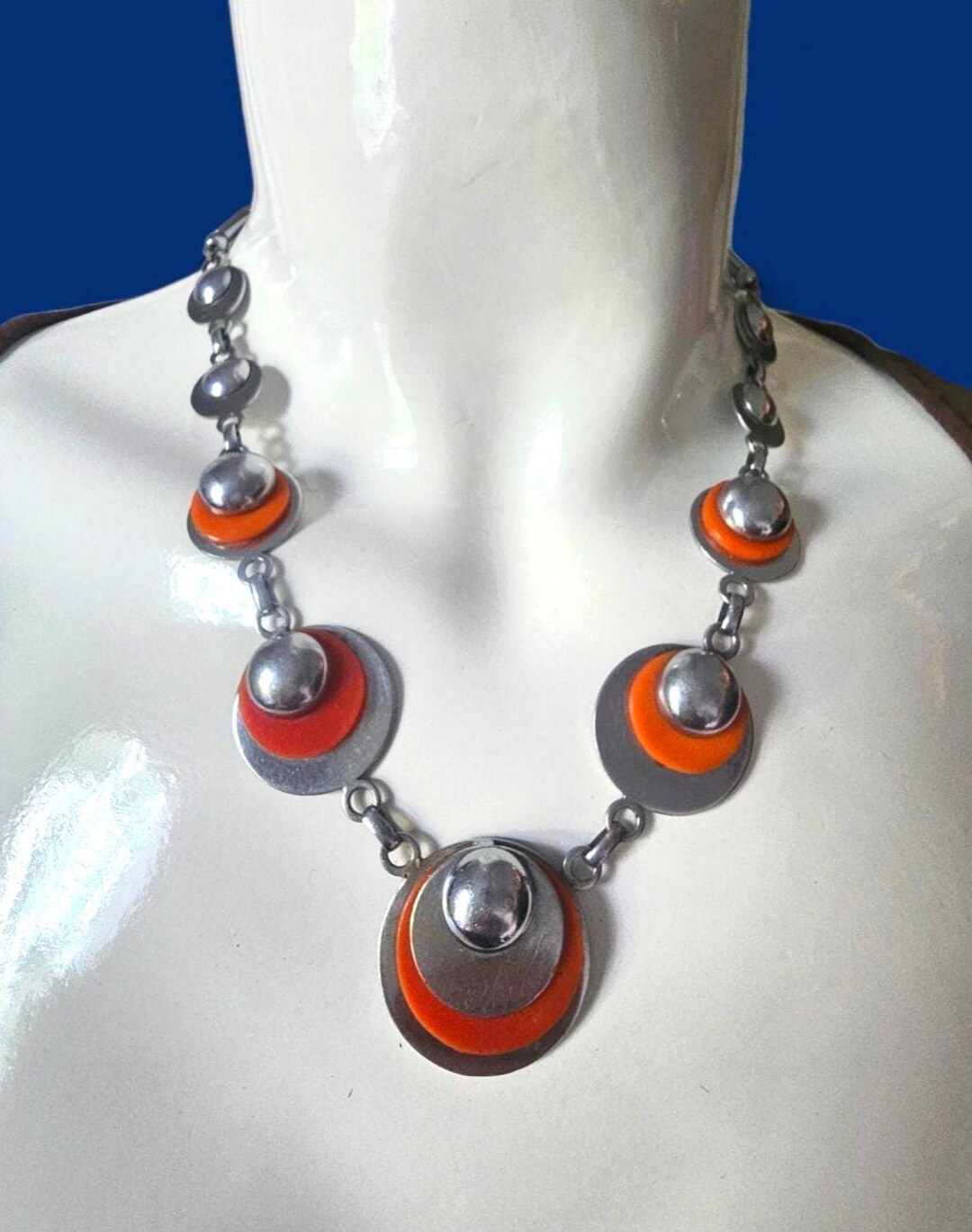 Vintage 1930s Art Deco Jakob Bengel Machine Age Chrom-Metall und Orange ...