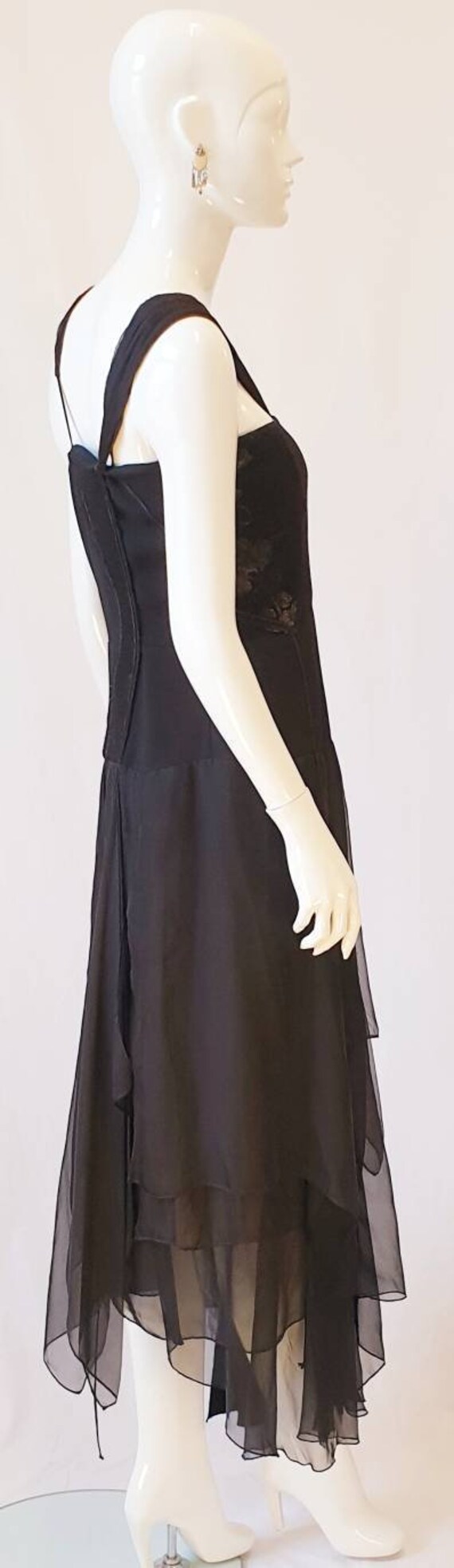 Vtg 90s Nicola Finetti Sculptural Black Silk Chif… - image 5