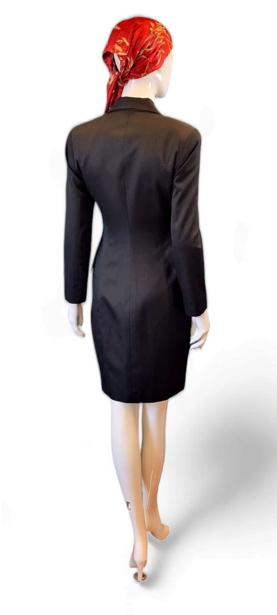 black fitted coat dress Black Military Fit and Flare Coat Dress – Olivia Dress main image 1