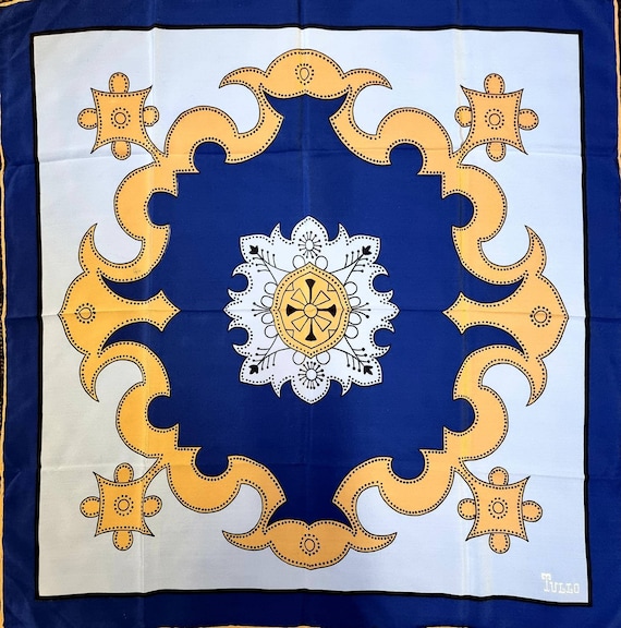 Vtg 60s Norma Tullo Sapphire and Sky Blue w Fawn … - image 1