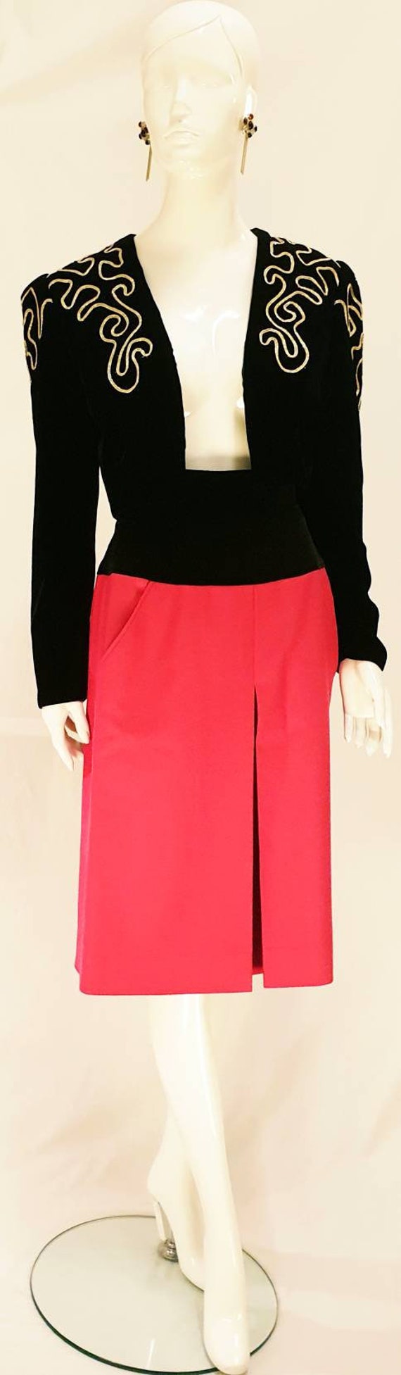 Vtg 70s YSL Yves Saint Laurent Fuchsia Pink Wool B