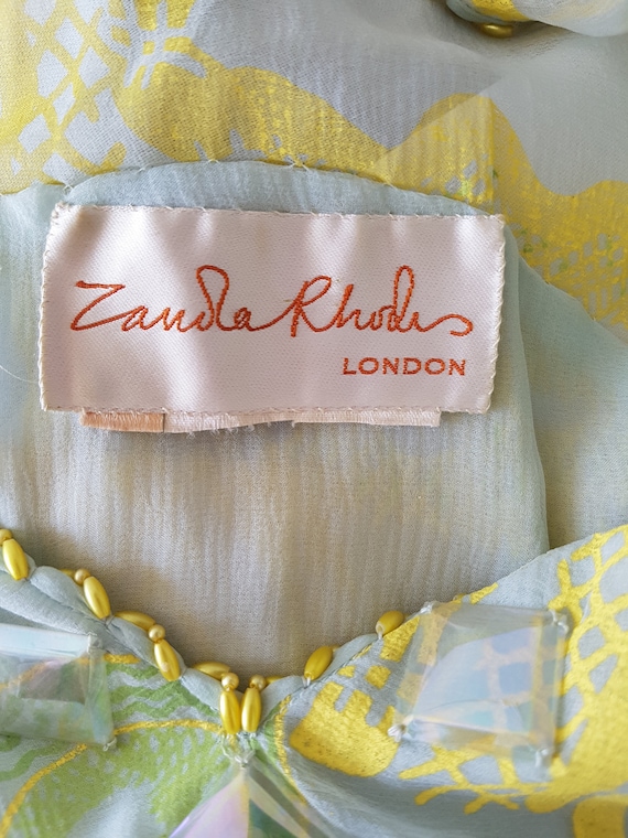 Vtg 70's ZANDRA RHODES LONDON Angelic Sea Foam Bl… - image 9