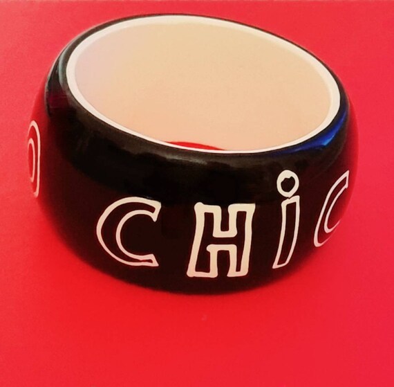 Vintage Rafia Bossa Paris Bangle, Chunky Lucite Resin,