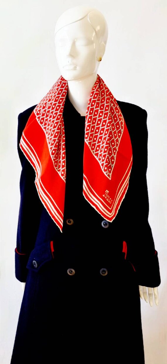 Vtg 60s Norma Tullo Fire Engine Red, White & Blac… - image 3