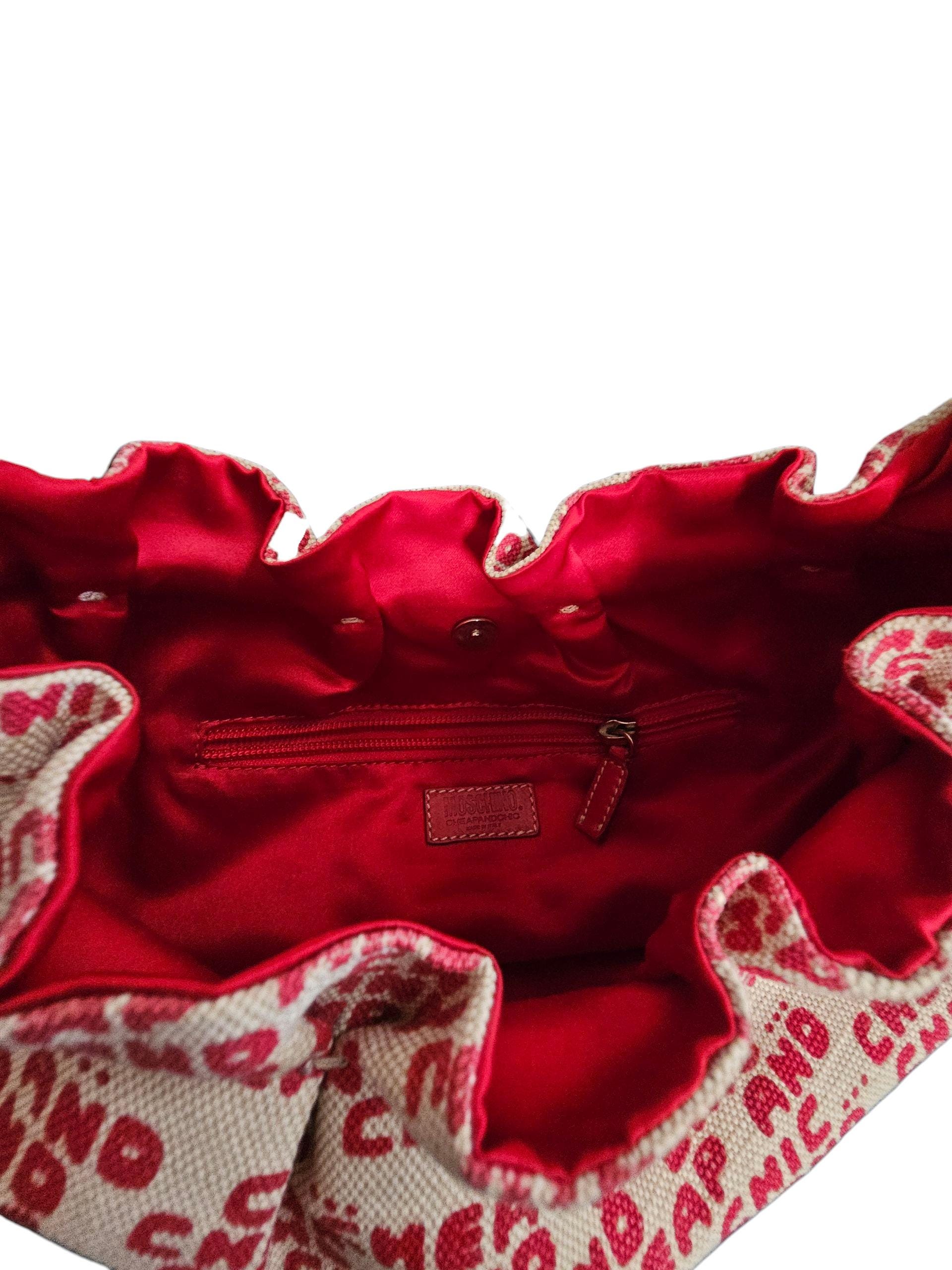 Y2K Moschino Heart Print Canvas Shoulder Bag With Bamboo Handle - Etsy