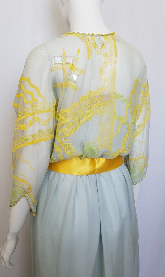 Vtg 70's ZANDRA RHODES LONDON Angelic Sea Foam Bl… - image 6