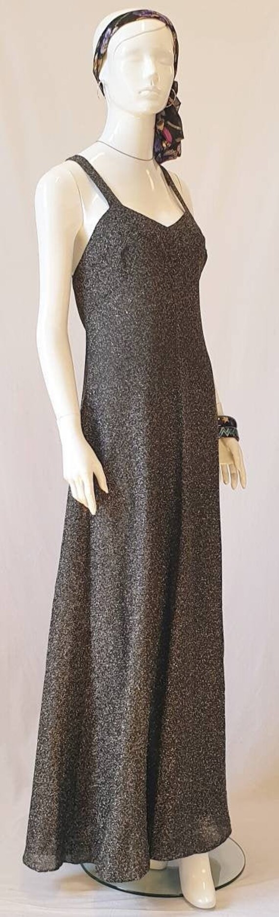 Vtg 70s does 30s Disco Black & Silver Metallic Lur