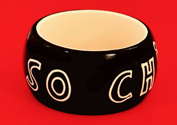 Vintage Rafia Bossa Paris Bangle, Chunky Lucite Resin, 