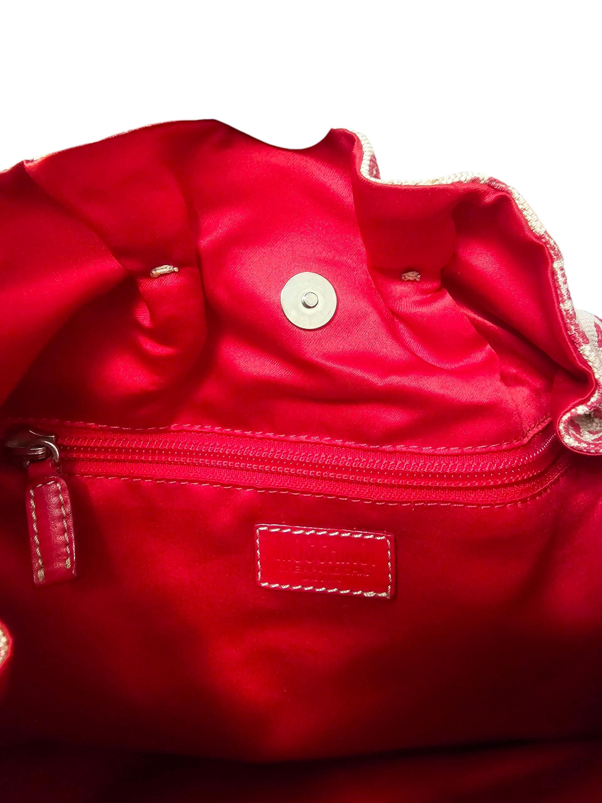Y2K Moschino Heart Print Canvas Shoulder Bag With Bamboo Handle - Etsy