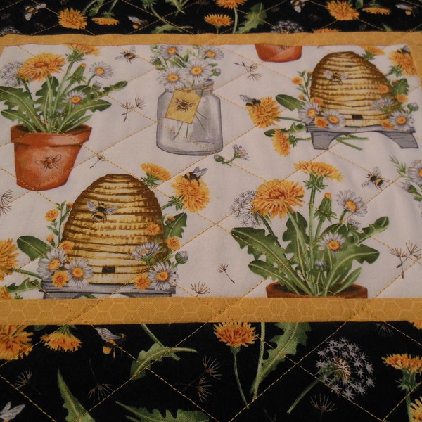 Manteles individuales acolchados de abejas/colmenas. Juego de 6.