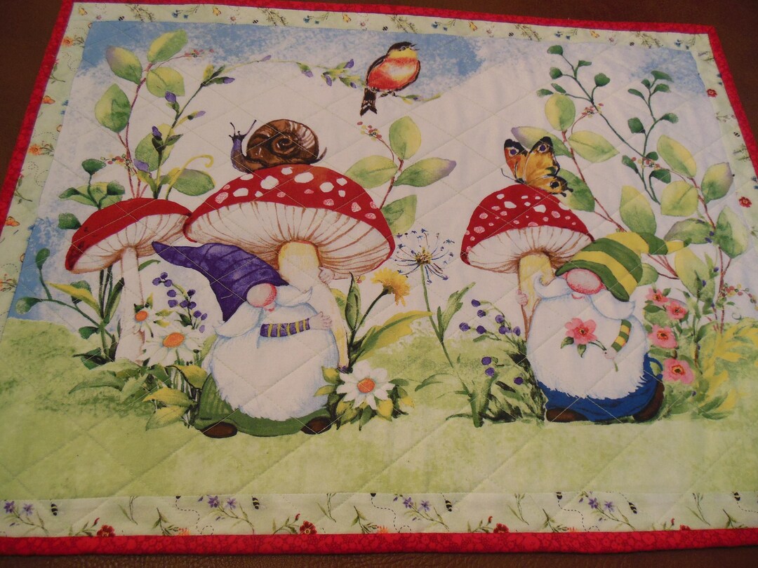 Fallin for Gnomes Quilted Table Topper NCU0PTT1066