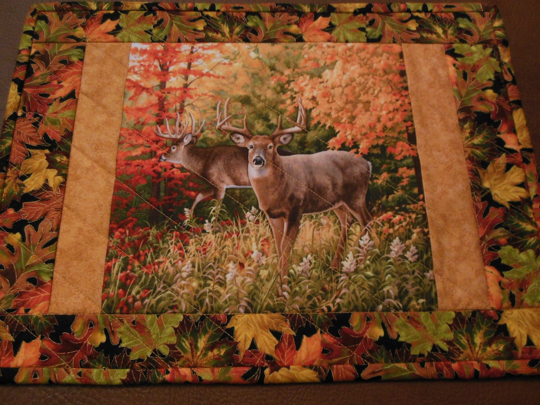 Quilted Fall/thanksgiving Deer Placemats. Set of 6. Etsy