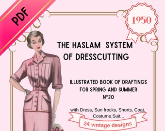 Haslam System of Dresscutting, no 20, 1950, Patron de couture vintage, e-book, reproduction, Années 50, patrons d'époque, robe PinUp