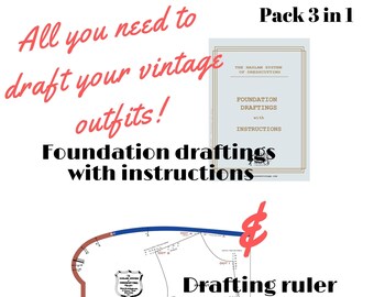 3 in 1 Offer of vintage sewing patterns, Complete Chart and Foundation Draftings w Instructions and 1 Fashion Booklet Haslam
