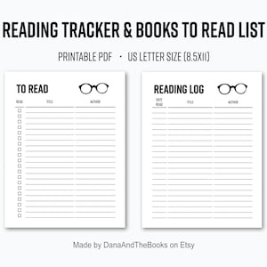 Registro de libros imprimible y lista de libros para leer - PDF - Lista de lectura simple - Descarga instantánea - Tamaño carta de EE. UU.
