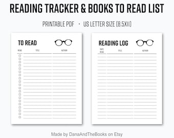 Printable Book Log and Books To Read List - PDF - Simple Reading List - Instant Download - US letter size