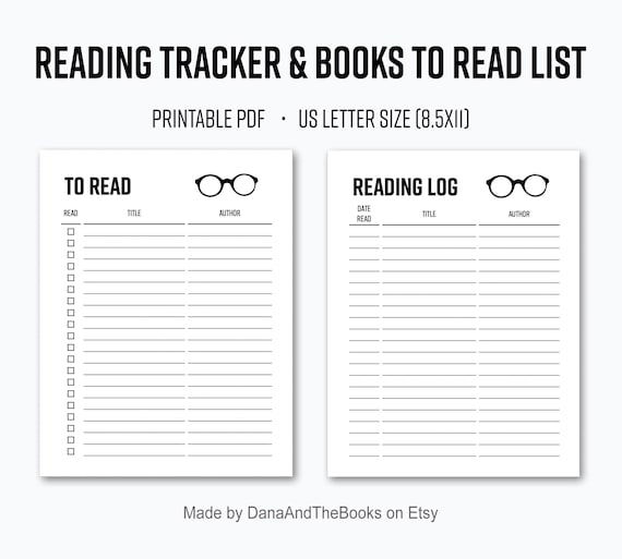 Printable Book Log and Books To Read List - PDF - Simple Reading List - Instant Download - US letter size